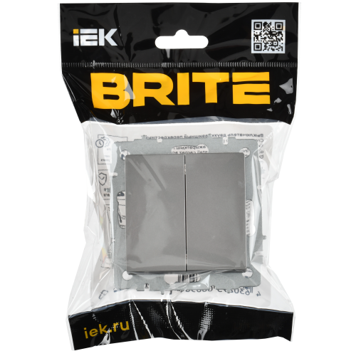 BRITE Выключатель 2-клавишный перекрестный 10А ВС10-2-3-БрС сталь IEK BRITE Выключатель 2-клавишный перекрестный 10А ВС10-2-3-БрС сталь IEK