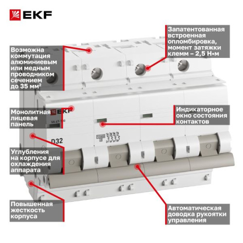 Авт. выкл. ВА 47-100 4P 32А (D) 10kA PROXIMA EKF Авт. выкл. ВА 47-100 4P 32А (D) 10kA PROXIMA EKF