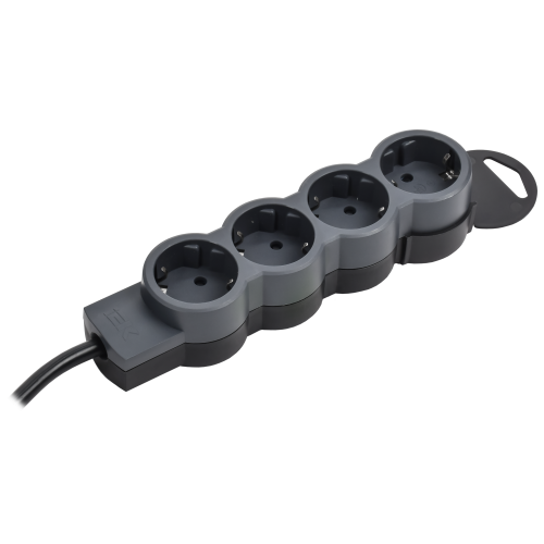 STANDARD Удлинитель У04 4 места 2P+PE 5м 3х1,5мм2 16А черный IEK