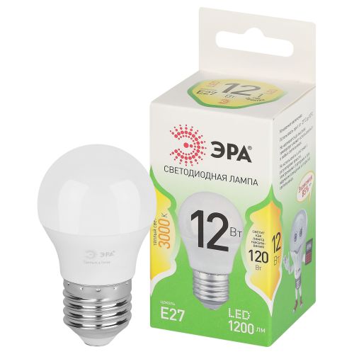 Лампа светодиодная GREEN LINE P45-12W-830-E27 GL 12Вт шар 3000К свет тепл. E27 Эра Б0067015