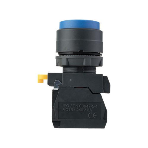 Кнопка выпирающая SB-35 с фиксацией 1NO+1NC синяя IP65