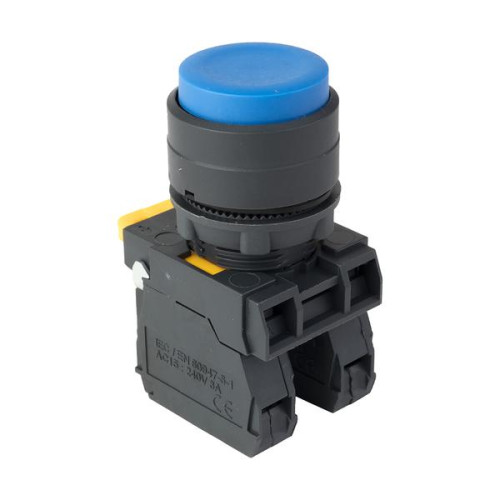 Кнопка выпирающая SB-35 с фиксацией 1NO+1NC синяя IP65