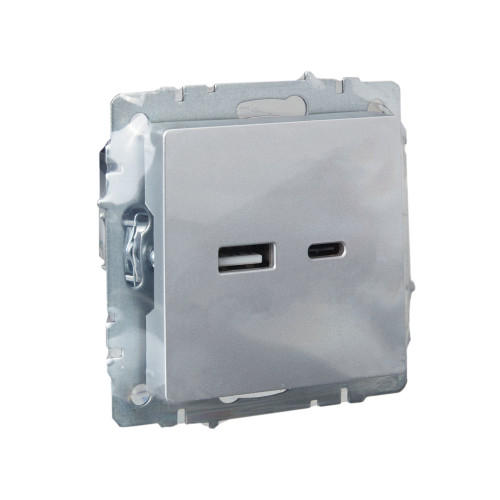 BRITE Розетка USB A+C 18Вт РЮ11-1-БрА алюминий IEK BRITE Розетка USB A+C 18Вт РЮ11-1-БрА алюминий IEK