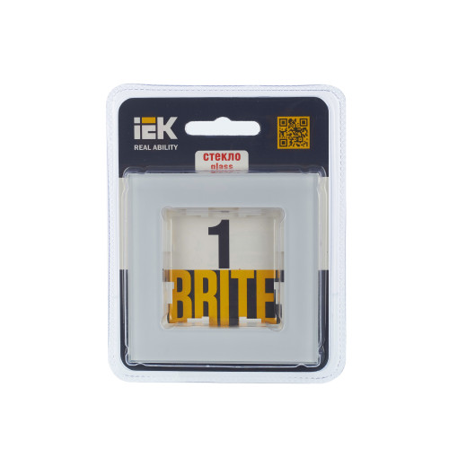 BRITE Рамка 1 -местная РУ-1-2-БрБ стекло белый IEK