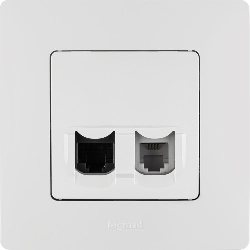 ETIKA Розетка двойная RJ11+RJ45 кат.5E UTP белый ETIKA Розетка двойная RJ11+RJ45 кат.5E UTP белый