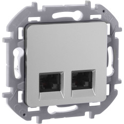 INSPIRIA Розетка компьютерная двойная RJ45 категория 6 UTP алюминий