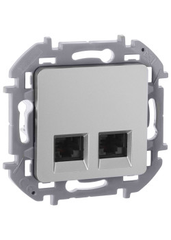 INSPIRIA Розетка компьютерная двойная RJ45 категория 6 UTP алюминий