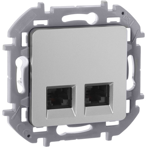 INSPIRIA Розетка компьютерная двойная RJ45 категория 6 UTP алюминий