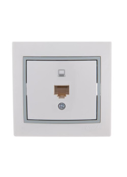 Розетка компьютерная 1-м СП Mira RJ45 бел./сер. LEZARD 701-0215-139