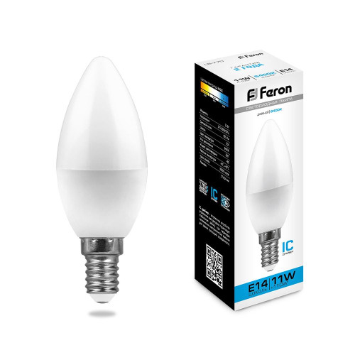 Лампа светодиодная Feron LB-770 Свеча E14 11W 175-265V 6400K Лампа светодиодная Feron LB-770 Свеча E14 11W 175-265V 6400K