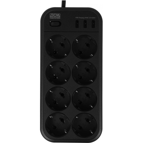 Сетевой фильтр Powercom SP-08 USB03AB 1.8м 1.8м (8 розеток) черный (коробка) Сетевой фильтр Powercom SP-08 USB03AB 1.8м 1.8м (8 розеток) черный (коробка)