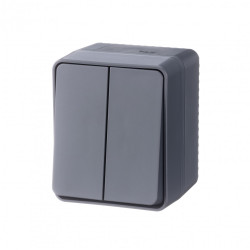 ATLASDESIGN PROFI IP54 О/У 2-клавишный ВЫКЛЮЧАТЕЛЬ, сх.5, 10АХ, АНТРАЦИТ