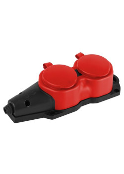 Колодка ЭРА KX-2e-RED-IP44 каучуковая с заземлением 2 розетки 16A IP44 красн. Эра Б0068443