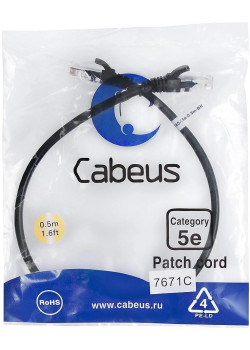 Cabeus PC-UTP-RJ45-CAT.5E-0.5M-BK