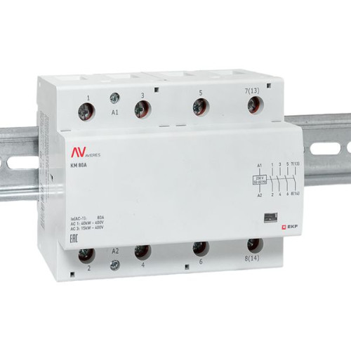 Контактор модульный КМ 80А 4NO 230В АС (6 мод.) AVERES EKF Контактор модульный КМ 80А 4NO 230В АС (6 мод.) AVERES EKF