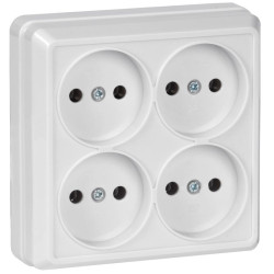 Розетка 4-м ОП Октава 10А IP20 без заземл. бел. IEK ERO40-K01-10-DC