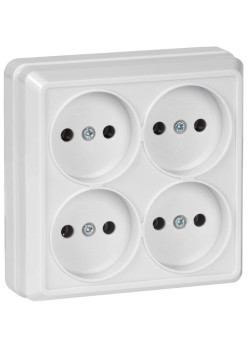 Розетка 4-м ОП Октава 10А IP20 без заземл. бел. IEK ERO40-K01-10-DC