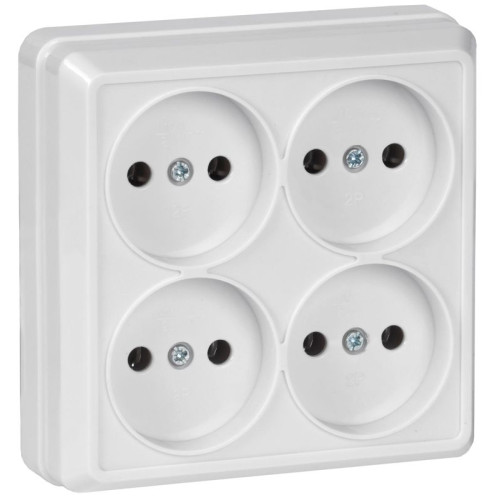 Розетка 4-м ОП Октава 10А IP20 без заземл. бел. IEK ERO40-K01-10-DC