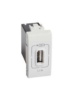Livinglight. Розетка USB для зарядки мобильных устройств 1,1А 230/5В. 1 модуль. Цвет Белый