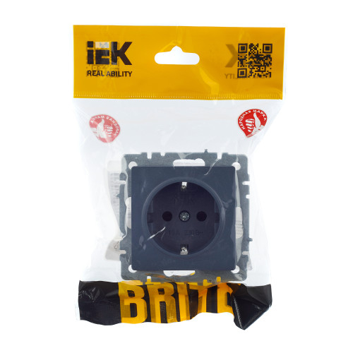 BRITE Розетка 1-местная с заземлением с защитными шторками 16А РС14-1-0-БрМ маренго IEK BRITE Розетка 1-местная с заземлением с защитными шторками 16А РС14-1-0-БрМ маренго IEK