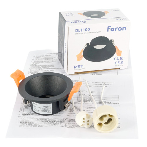 Светильник встраиваемый Feron DL1100 потолочный MR11 G5.3, GU10 черный