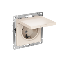 ATLASDESIGN РОЗЕТКА с заземлением со шторками с крышкой, 16А, IP20, механизм, БЕЖЕВЫЙ