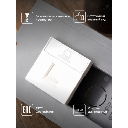 Розетка RJ45 кат. 5e, 2 модуля EKF Розетка RJ45 кат. 5e, 2 модуля EKF