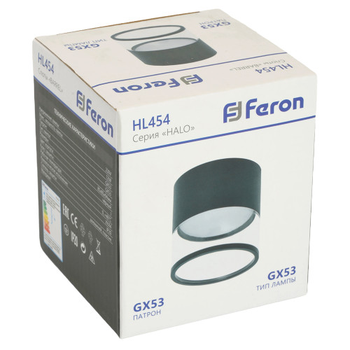 Светильник потолочный Feron HL454 HALO 12W, 230V, GX53, черный Светильник потолочный Feron HL454 HALO 12W, 230V, GX53, черный
