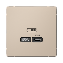 ARTGALLERY USB РОЗЕТКА тип-С 65Вт высокоскор.заряд. QC, PD, механизм, ПЕСОЧНЫЙ