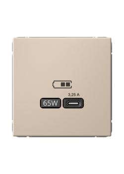 ARTGALLERY USB РОЗЕТКА тип-С 65Вт высокоскор.заряд. QC, PD, механизм, ПЕСОЧНЫЙ