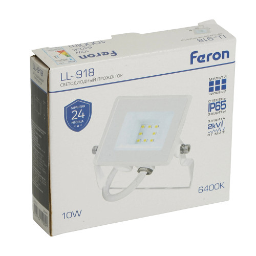 Светодиодный прожектор Feron LL-918 IP65 10W 6400K Светодиодный прожектор Feron LL-918 IP65 10W 6400K