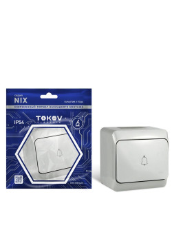 Кнопка звонка ОП Nix 10А IP54 250В сер. TOKOV ELECTRIC TKE-NX-DB-C06-IP54