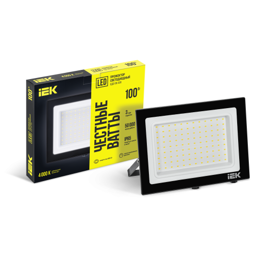 Прожектор светодиодный СДО 06-100 IP65 4000К черный IEK