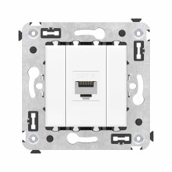 Компьютерная розетка RJ-45 без шторки в стену, кат.6 одинарная, Avanti, белое облако