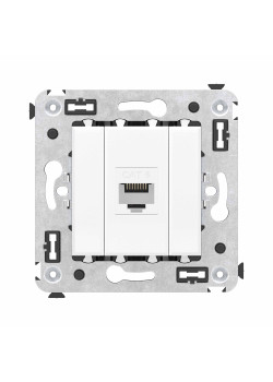 Компьютерная розетка RJ-45 без шторки в стену, кат.6 одинарная, Avanti, белое облако