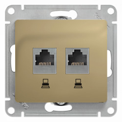 GLOSSA РОЗЕТКА двойная компьютерная RJ45+RJ45 кат. 5e, механизм, ТИТАН