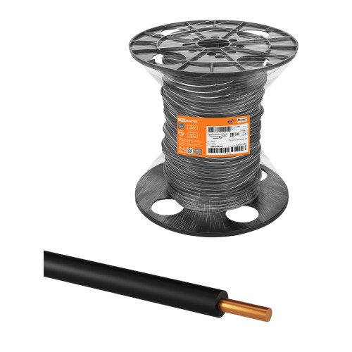 Провод ПуВнг(А)-LS 1х4,0 ГОСТ на катушке (450м), черный TDM Провод ПуВнг(А)-LS 1х4,0 ГОСТ на катушке (450м), черный TDM