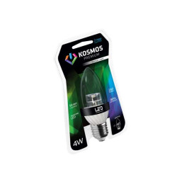 Лампа светодиодная KOSMOS premium 4Вт свеча прозрачная E27 230В 4500К Космос KLED4wCN230vE2745CL