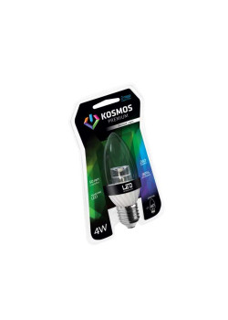 Лампа светодиодная KOSMOS premium 4Вт свеча прозрачная E27 230В 4500К Космос KLED4wCN230vE2745CL