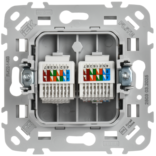 FLITE Розетка 2-местная компьютерная RJ45 категория 5Е UTP РК5е-2-0-ФлС серый IEK