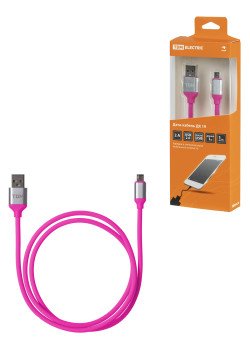 Дата-кабель, ДК 19, USB - micro USB, 1 м, силиконовая оплетка, розовый, TDM