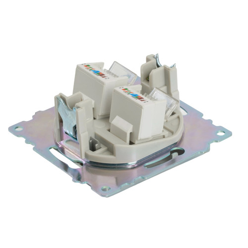 Розетка компьютерная 2-местная RJ-45 (механизм) STEKKER GLS00-7109-03 , серия Катрин, серебро Розетка компьютерная 2-местная RJ-45 (механизм) STEKKER GLS00-7109-03 , серия Катрин, серебро