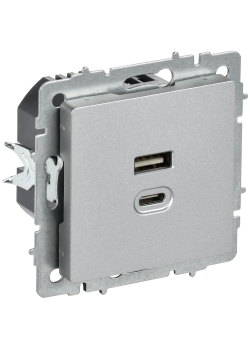 BRITE Розетка USB A+C 45Вт высокоскоростная зарядка РЮ11-2-БрА алюминий IEK