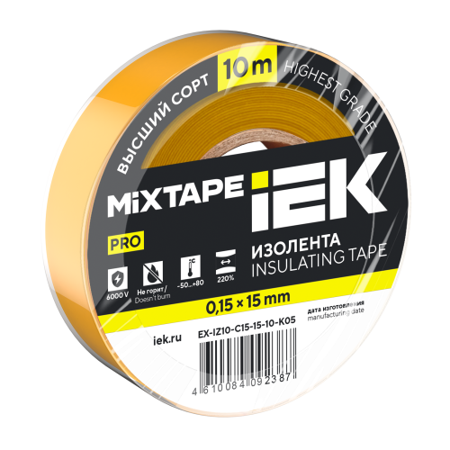 MIXTAPE PRO Изолента 0,15х15мм желтая 10м IEK