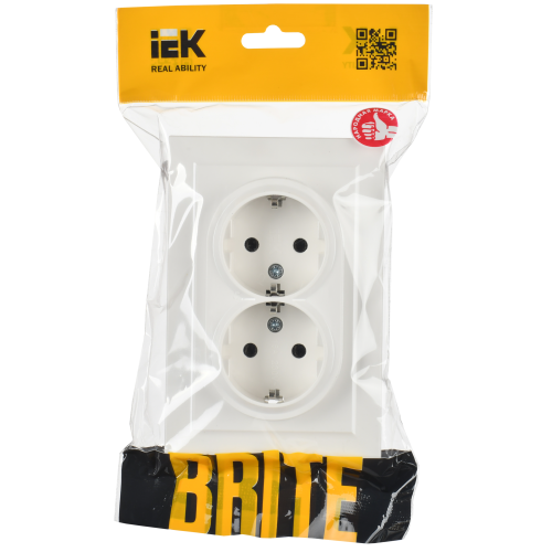 BRITE Розетка 2-местная с заземлением без защитных шторок 16А в сборе РС12-3-БрБ белый IEK BRITE Розетка 2-местная с заземлением без защитных шторок 16А в сборе РС12-3-БрБ белый IEK