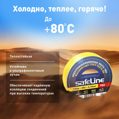 Изолента ПВХ желтая 19мм 20м