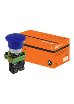 Кнопка грибовидная SB2-BС61 с возвратом, 1НО, d22 мм, синяя, IP40 TDM
