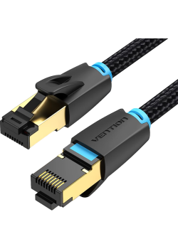 Патч-корд Vention прямой SFTP cat.8 RJ45 - 8м. Черный Тканевая оплетка