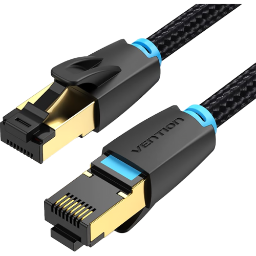 Патч-корд Vention прямой SFTP cat.8 RJ45 - 8м. Черный Тканевая оплетка