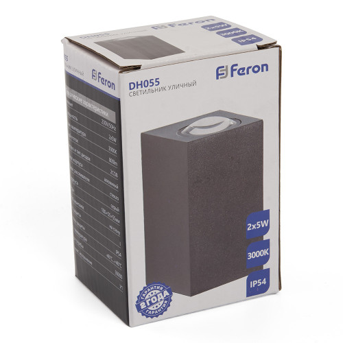 Светильник уличный светодиодный Feron DH055, 2*5W, 800Lm, 3000K, серый Светильник уличный светодиодный Feron DH055, 2*5W, 800Lm, 3000K, серый